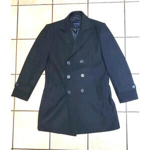 Braveman Men’s Pea Coat Double Breasted Overcoat Pockets Lined Charcoal LARGE